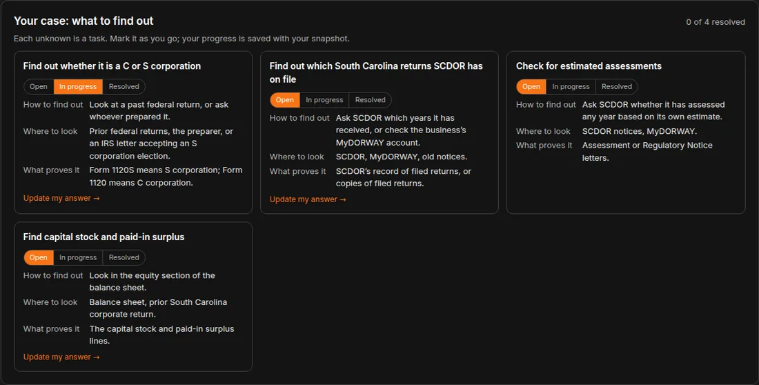 TaxTrack: Every unknown becomes a task